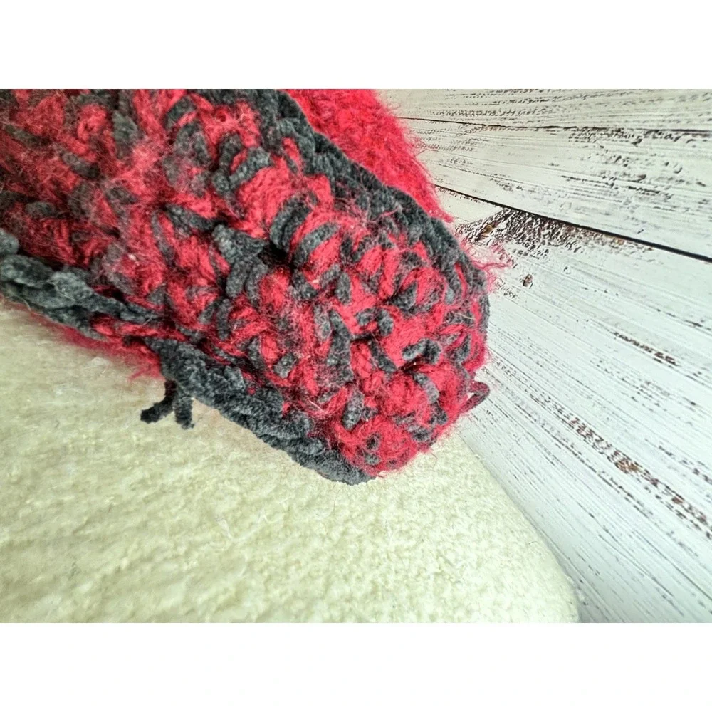 Handmade Crochet Purse Lined Red Black Fuzzy Whimsigoth Fairy Grunge Witchy